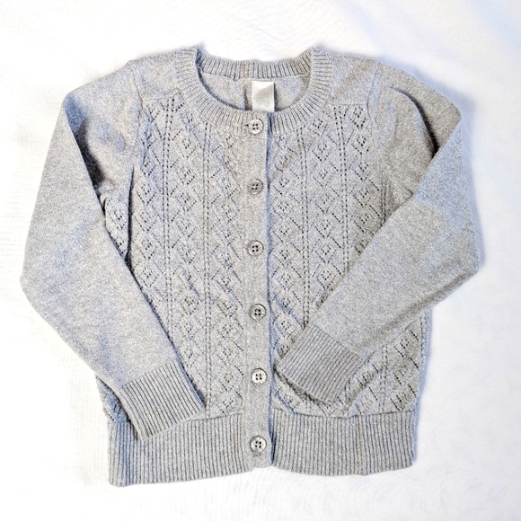 4/$15 18M Cherokee Sparkly Grey Knit Cardigan Sweater Lightweight Dressy Holiday - Picture 1 of 6